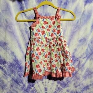 Nanette Kids Little Girls Floral Red, White, Blue, Green Flowy Dress Size 4T